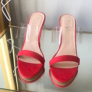 New Red & Lucite High Heel Slides